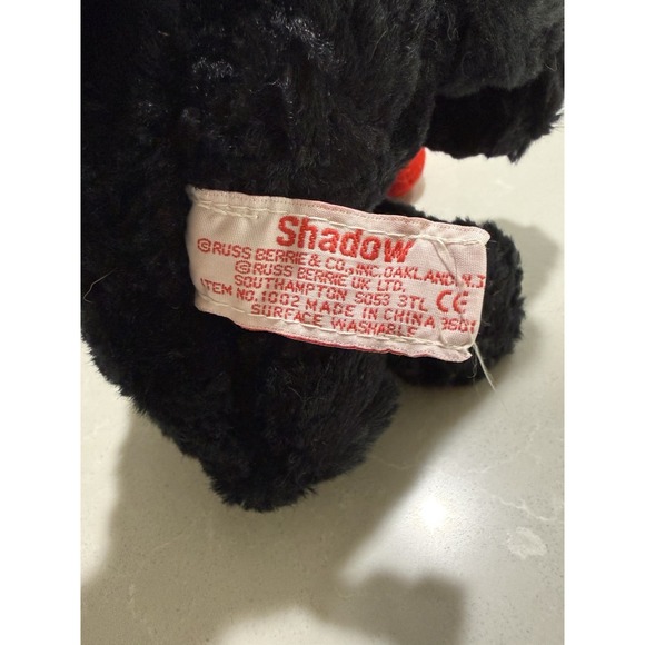 Russ Berrie Scottish Terrier Shadow Plush Black Stuffed Ribbon Heart in Mouth - Picture 5 of 6